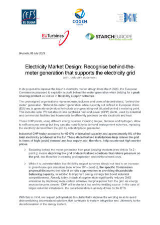 Joint Industry Statement: Recognise behind-the-meter generation that supports the electricity grid